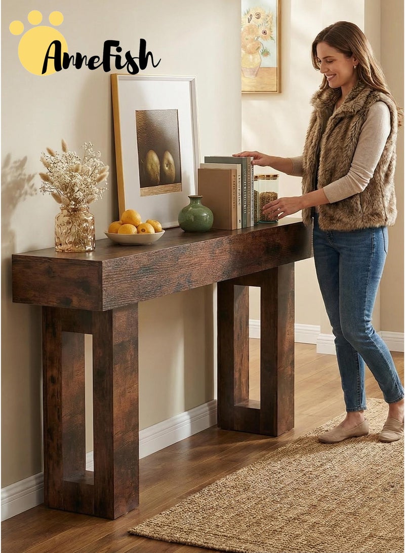 AnneFish 160*35*90cm Console Table with Power Outlet Farmhouse Long Entryway Couch Table Large Sofa Table Entry Foyer Hallway Table Behind Sofa Station Console Hallway Stand for Entrance Living Room - Image 4
